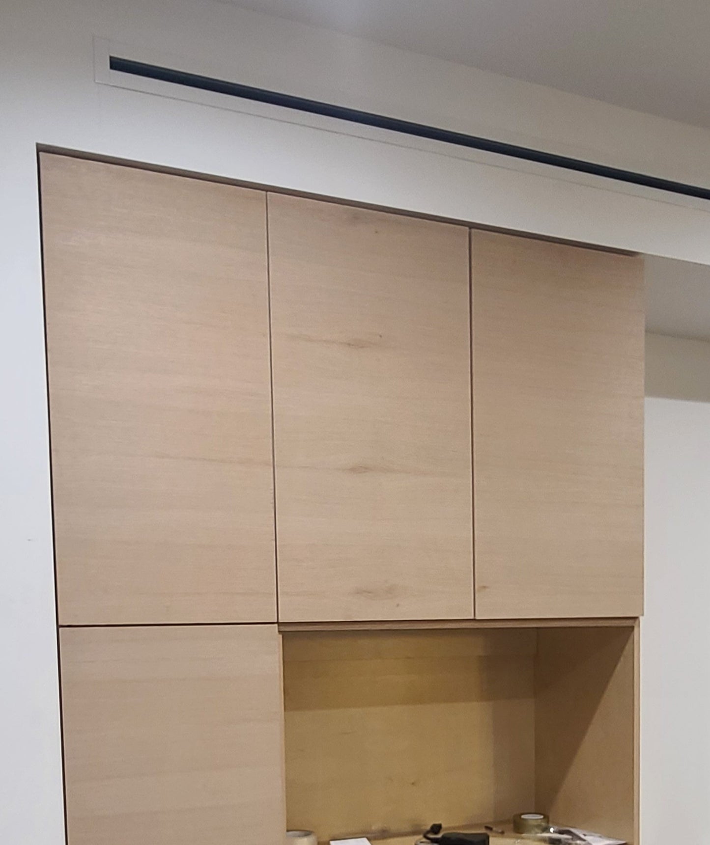 Kitchen Cabinet Doors Flat Panel Design Rift White Oak Finish Predrilled for European Soft Close Hinges