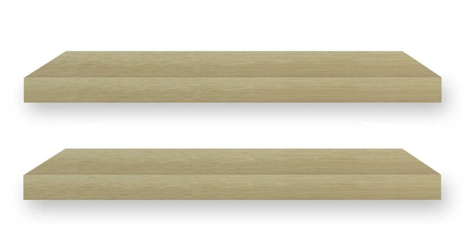 SOLID WOOD Floating Shelves with Invisible Mounting Brackets - White Oak, Walnut, Unfinished, and More - Custom sizes available -